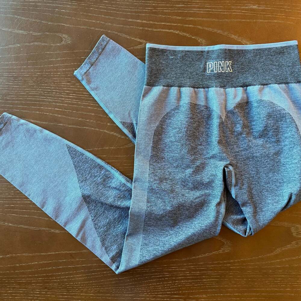 PINK Victoria's Secret Seamless Blue Black Leggings Size Medium